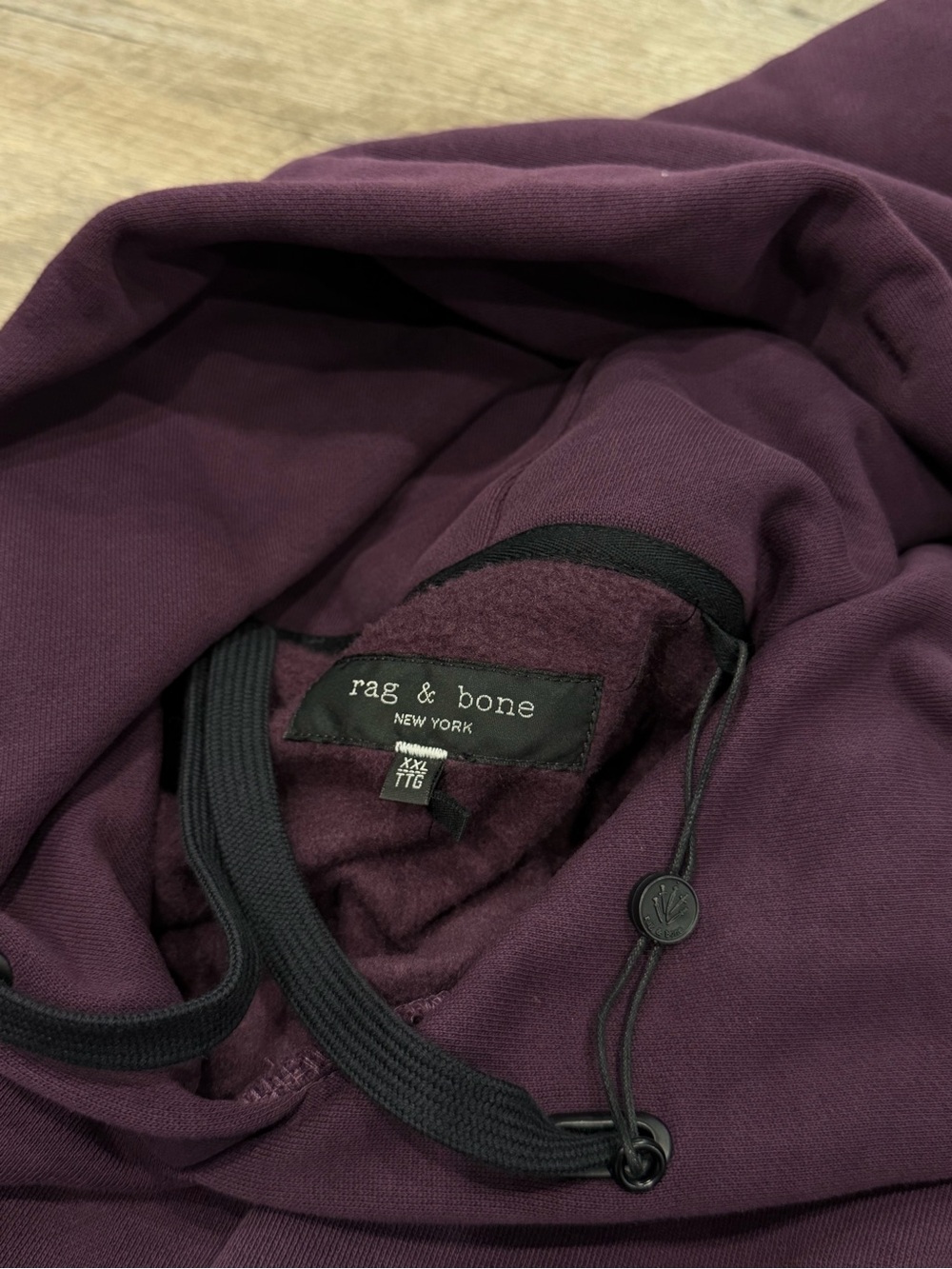Rag & Bone City Cotton Relaxed Hoodie Men’s XXL Dark Cranberry Streetwear Baggy - Picture 6 of 10